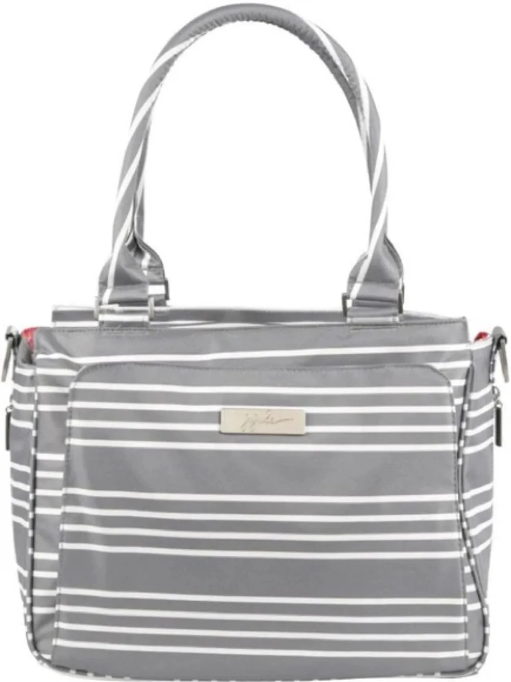 Ju-Ju-Be Gray White Striped Convertible Diaper Bag with Shoulder Strap